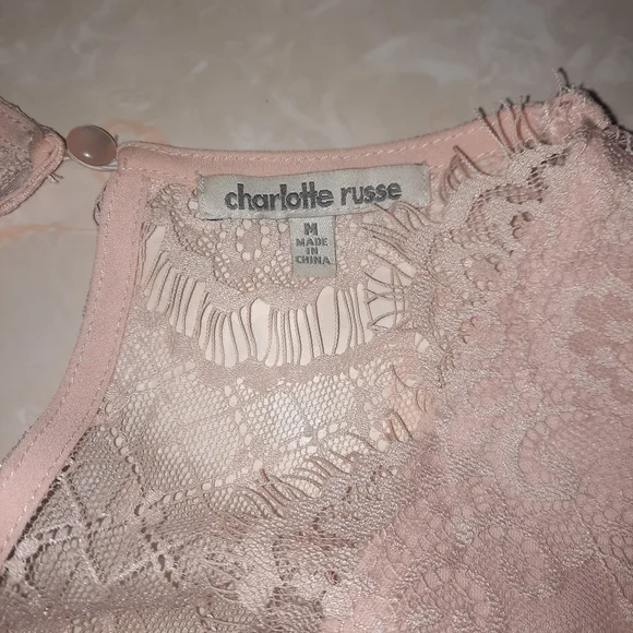 Charlotte Russe Lace Romper in Blush Pink - Picture 10 of 13